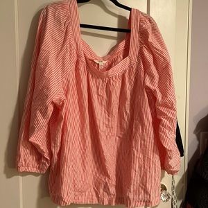 Coral Striped Top
